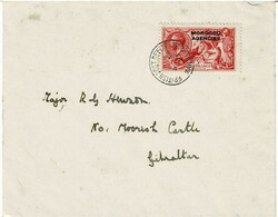1933 cover to Gibraltar with a 5/- cancelled MARRAKESH 4 AP 33. ...