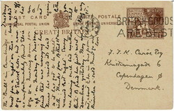 1925 British Empire Exhibition 1 1/2d postal card to Denmark ...