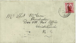 1908 envelope to Christchurch with a King Edward VII Land 1d ...