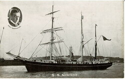 1907 picture post card of Shackleton and the S. Y. Nimrod the ship ...