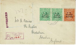 1916 censored cover to England with a pair of ½d’s and a 4d ...