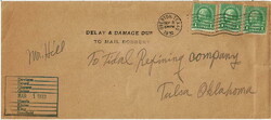 MAIL ROBBERY. 1932 cover to Tulsa with three 1c cancelled OVERTON ...