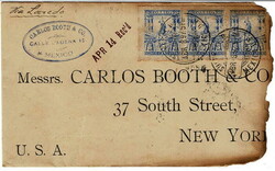 1897 CHARLOTTE, NC. A charred cover from MEXICO to New York, posted ...