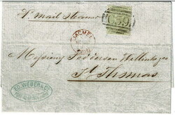 JACMEL, HAITI. 1877 folded letter to St Thomas with a 4d sage-green, ...