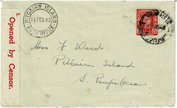 1943 incoming cover from Australia with a 2½d cancelled by a smudged ...