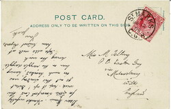 1905 picture post card to Malmesbury, England, with a 1d cancelled by ...