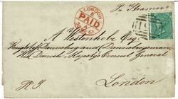 ST. THOMAS. 1868 outer wrapper to the Danish Consul General, London, ...