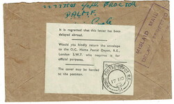 POSTAL INCIDENT. 1953 cover to England with a 6d cancelled F.P.O. 963 ...