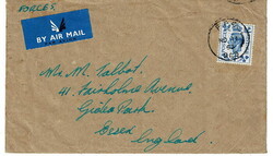 POSTAL INCIDENT. 1953 cover to England with a 6d cancelled F.P.O. 963 ...