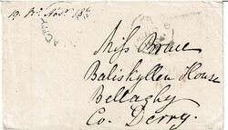 1852 stampless envelope to Ballyaghy, Ireland, written by Captain ...