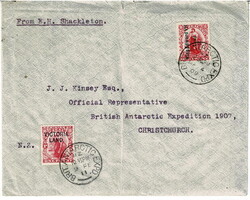 A cover from E. H. Shackleton to Christchurch, New Zealand, with a ...