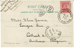 1912 picture post card to Belgium with a 2c cancelled by a fine ...