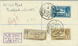 1934 registered cover sent air mail to England with a 3a and 6a tied ...