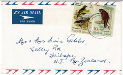 1973 air mail envelope to New Zealand with a 2c and 10c cancelled ...