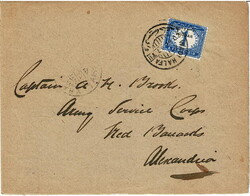 1897 unstamped cover to Alexandria, Egypt, that has had a 1 Piastre ...
