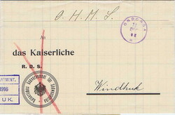 1916 folded rainfall report to Windhoek from ONDONGA with a good ...