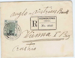 1902 registered envelope to Austria bearing a 20c on 30c neatly tied ...