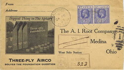 1927 'Bee' advertising registered envelope to the USA with a pair of ...