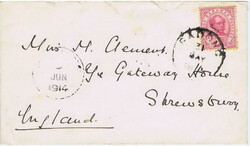 1914 envelope to England bearing a 4c cancelled SADONG 31 MAY 1914. A ...