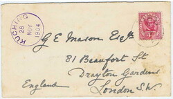 1904 envelope to London bearing a 4c cancelled SIBU 8 NOV 1904. A ...