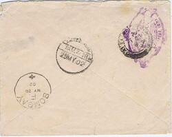 1902 envelope to a P.O.W. at Ahmednagar Camp franked with a Cape 1d ...