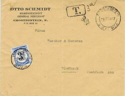 1942 unfranked envelope from GROOTFONTEIN dated 6 OCT 42 to Windhoek. ...