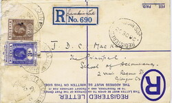 1933 3d registered envelope to Glasgow with an additional 2d added ...