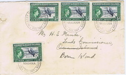 c1946 inter island cover to Beru Island with four ½d's cancelled by ...