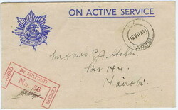 1941 censored 'On Active Service' envelope to Nairobi, Kenya, ...