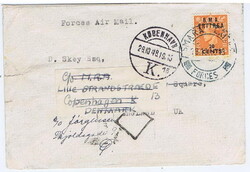 1948 envelope to Denmark with 'Forces Air Mail' at the top with a 20c ...