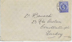 1907 cover to TURKEY with a 2½d cancelled by the very scarce ALCOCKS ...