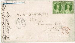 1871 double rate cover to London, initially endorsed ‘Via ...