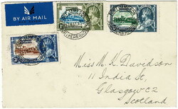 1935 cover sent air mail to Glasgow, Scotland with a 1d and two 3d ...