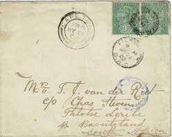 1902 censored cover to Thlotse Leribe, Basutoland, with a pair of ...