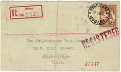1926 envelope sent registered to the USA with a 6d cancelled ...