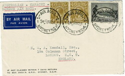 1924 cover sent air mail to England with two 4d and a ‘Centenary of ...