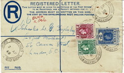 1949 size ‘G’ Nigeria 3d registered envelope to London with a ...