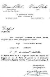 1871 Ballon Monte Paris Siege Gazette of 9 January that also has a ...