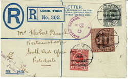 1916 censored Gold Coast 3d registered postal stationery envelope ...
