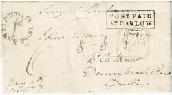 1835 folded letter to Dublin with a fine boxed POST PAID / AT CARLOW ...