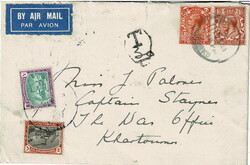 1933 underpaid cover sent air mail from England that was taxed on ...