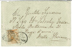 1877 cover to Floriana with a ½d pale orange yellow-buff, 18th ...