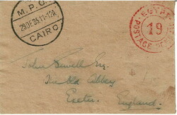 1935 small cover to Exeter with, on the back, a BRITISH FORCES IN ...