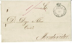 1862 folded letter to Montevideo with a very fine strike of the crown ...