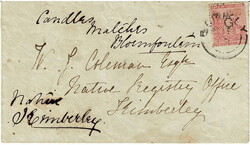 1877 cover sent locally within Griqualand West with a 1d, overprint ...