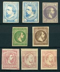 CARLOS VII. Precioso conjunto completo de los sellos carlistas, 156 ...