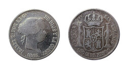 Isabel II. 1865. Filipinas Manila. 50 centavos. (AC. 662). 12,77 g. ...