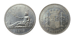 Gobierno Provisional. 1870*1870 SNM. 5 pesetas. (AC. 39). 25 g. MBC- ...