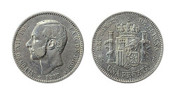 Alfonso XII. 1882*18 82 MSM. 1 peseta. (AC. 20). 4,9 g. MBC+. Ligera ...