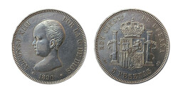 Alfonso XIII. 1890*18 90. PGM. 1890*1890. 5 pesetas. (AC. 97). 24,9 g ...